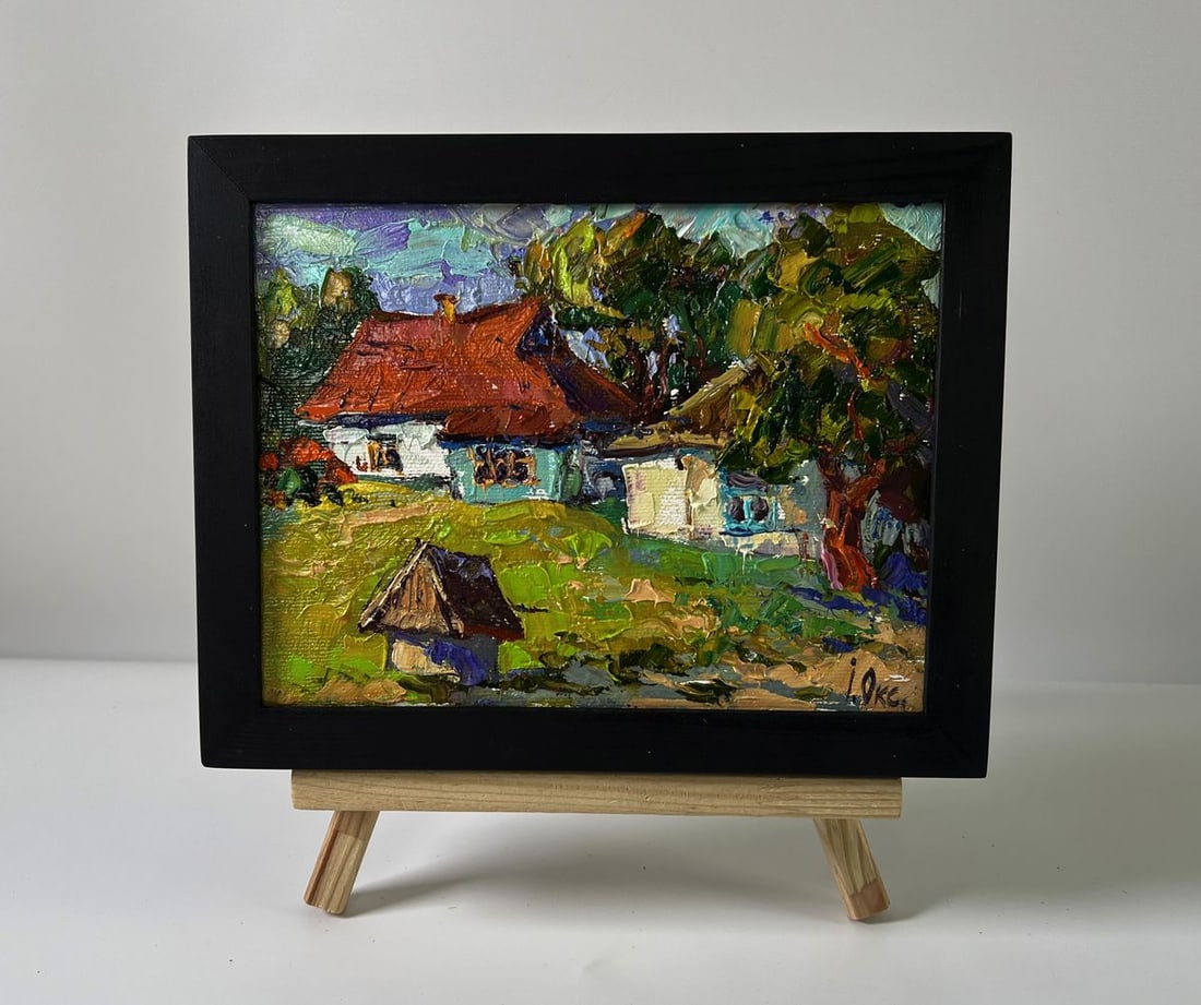 Oil painting Quiet village courtyard Oksana Ivanyuk: Title: Oil painting Quiet village courtyard Oksana Ivanyuk Description: NoAAA5845The Oil painting Canvas titled "Quiet village courtyard" captures the tranquil charm of rural life, where the pace of e