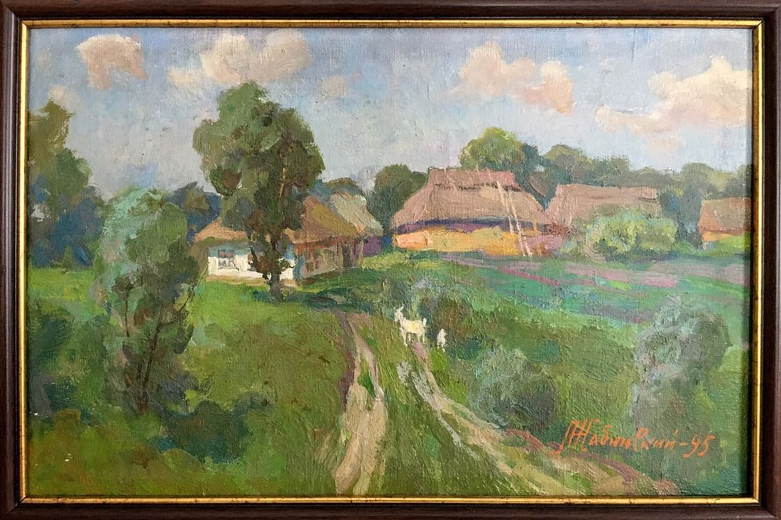 Oil painting Village landscape Zhabinsky Leonid Andreevich (1 of 7)