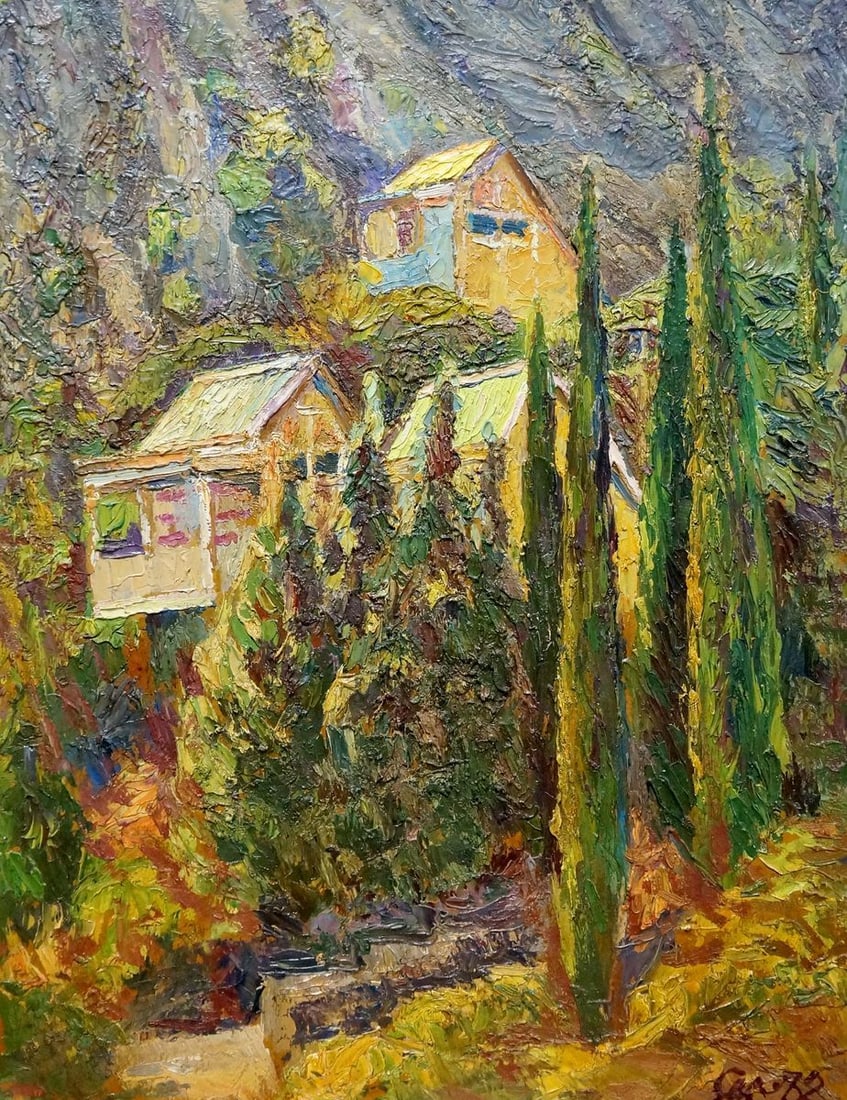 Oil painting Landscape with mountain (1 of 8)