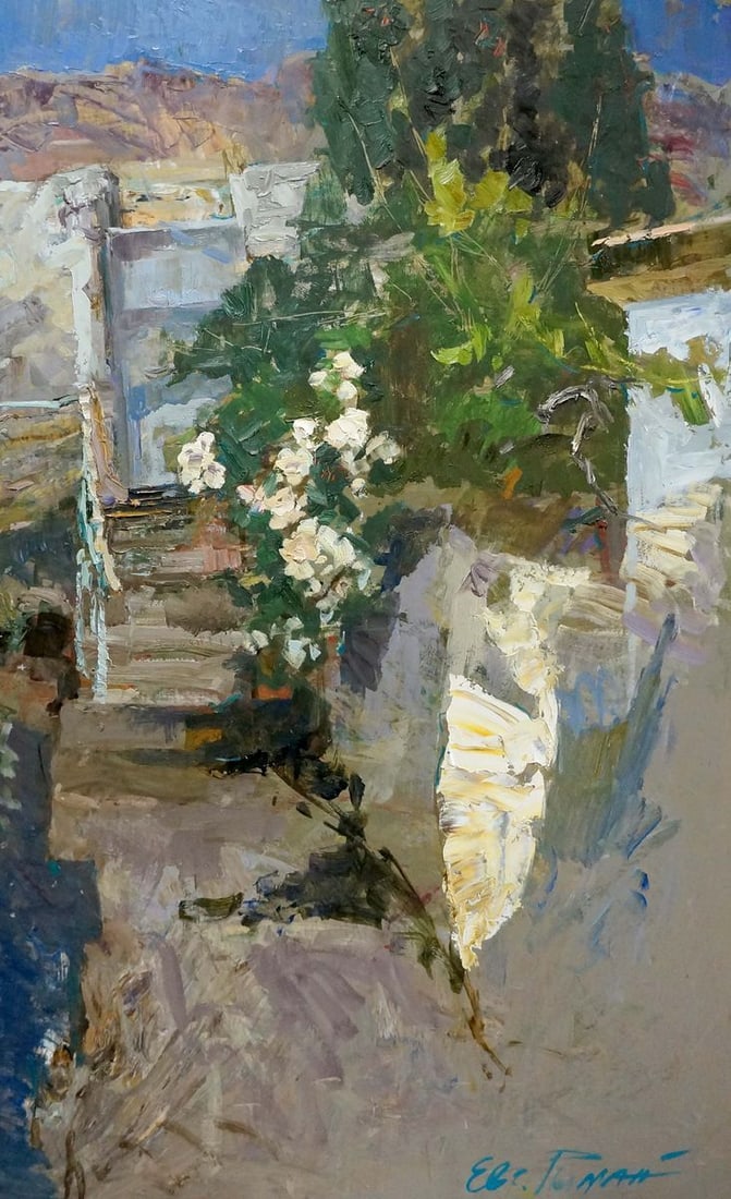 Oil painting Old courtyard Ryman Evgeny Nikolaevich: Title: Oil painting Old courtyard Ryman Evgeny Nikolaevich Description: NoVerns 706 *** ABOUT THIS PAINTING *** * TITLE: "Old courtyard" * ARTISTS: Ryman Evgeny Nikolaevich * SIZE: 70x100