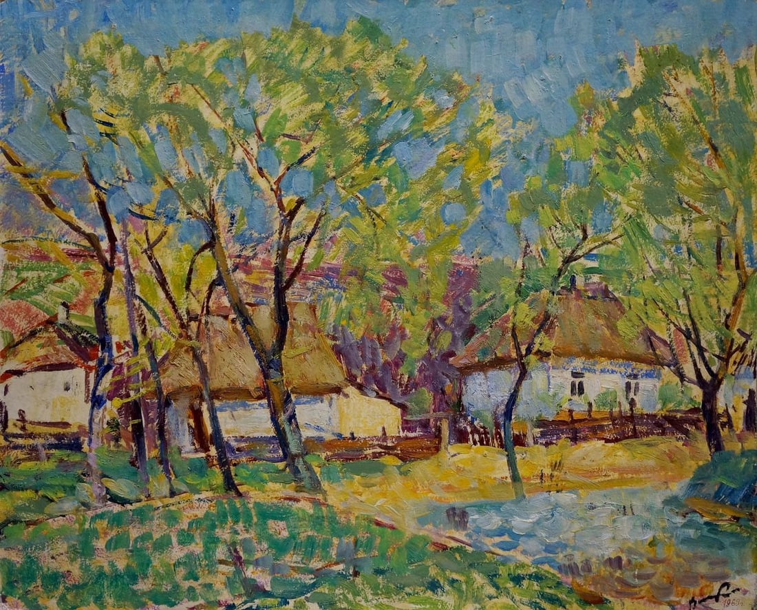 Oil painting Village Kisel Ivan Gordeevich (1 of 8)