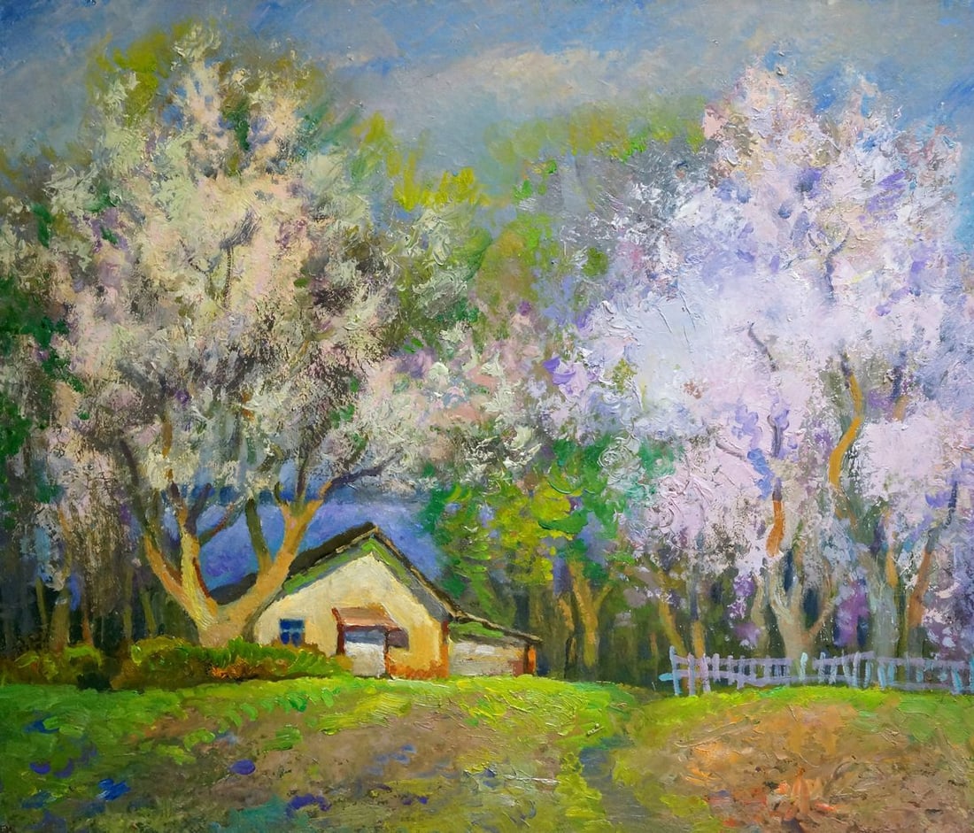 Oil painting Trees are blooming Mynka Alexander Fedorovich: Title: Oil painting Trees are blooming Mynka Alexander Fedorovich Description: NoVern 1112 *** ABOUT THIS PAINTING *** * TITLE: "Trees are blooming" * ARTISTS: Mynka Alexander Fedorovich * SIZE: 50x60