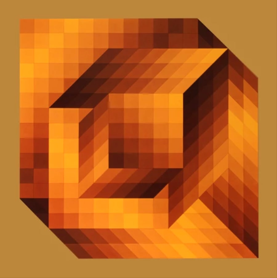 Victor Vasarely Progression 3-6 Optic Art: Title: Victor Vasarely Progression 3-6 Optic Art Artist: Vasarely Description: Artist: Victor Vasarely Country: Hungary / France Title: Progression 3-6 Medium: Color gelatin print / offset on