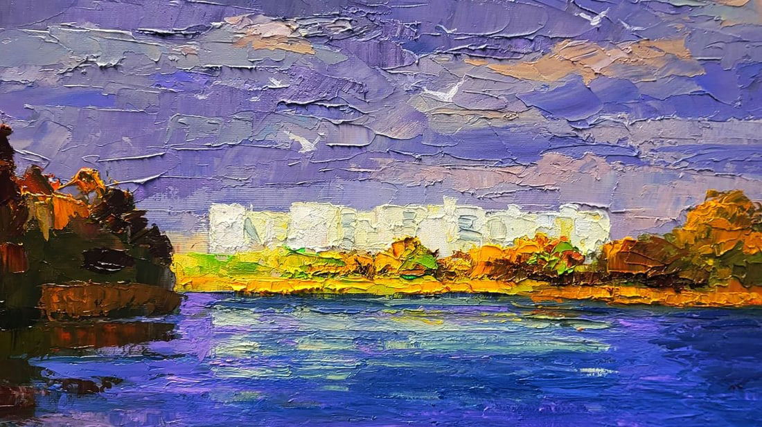 Oil painting New buildings across the river Boris Serdyuk - 8