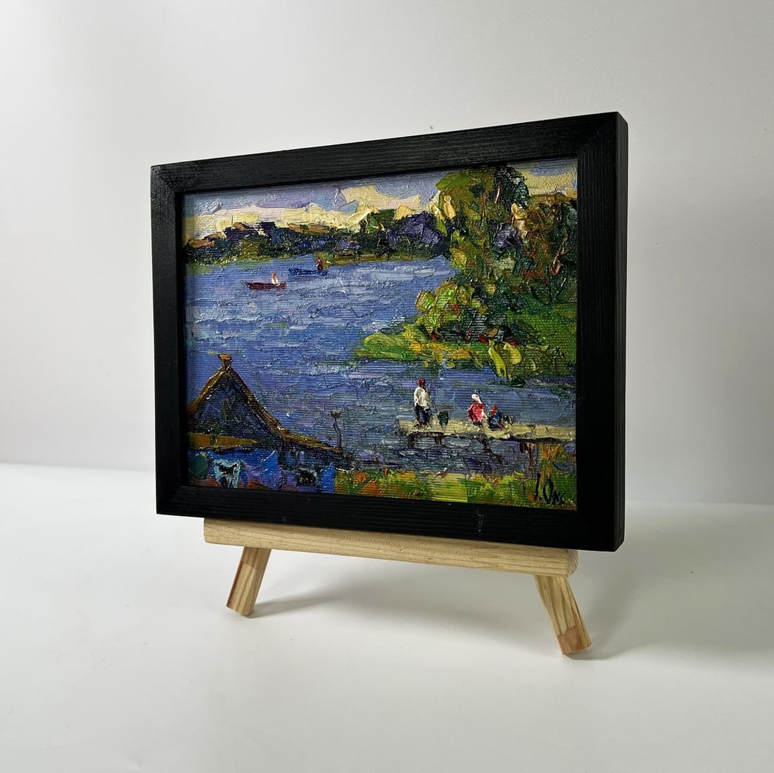 Oil painting Relaxing by the evening river Oksana Ivanyuk - 2