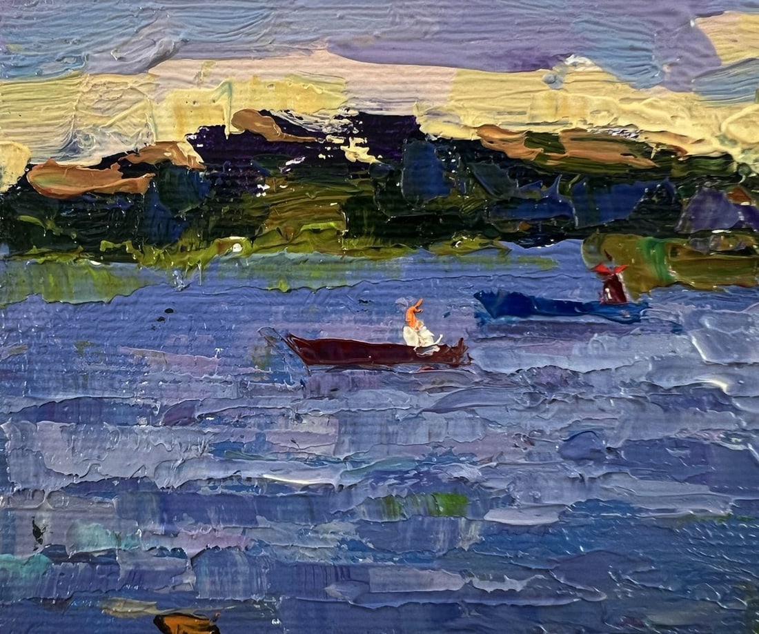 Oil painting Relaxing by the evening river Oksana Ivanyuk - 4