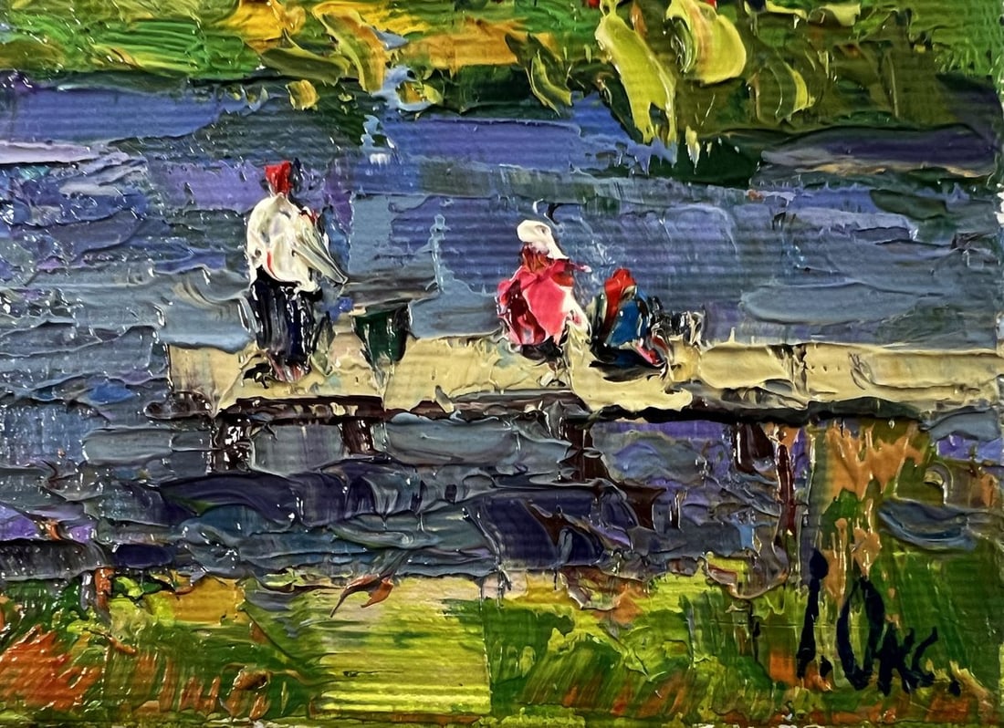 Oil painting Relaxing by the evening river Oksana Ivanyuk - 6