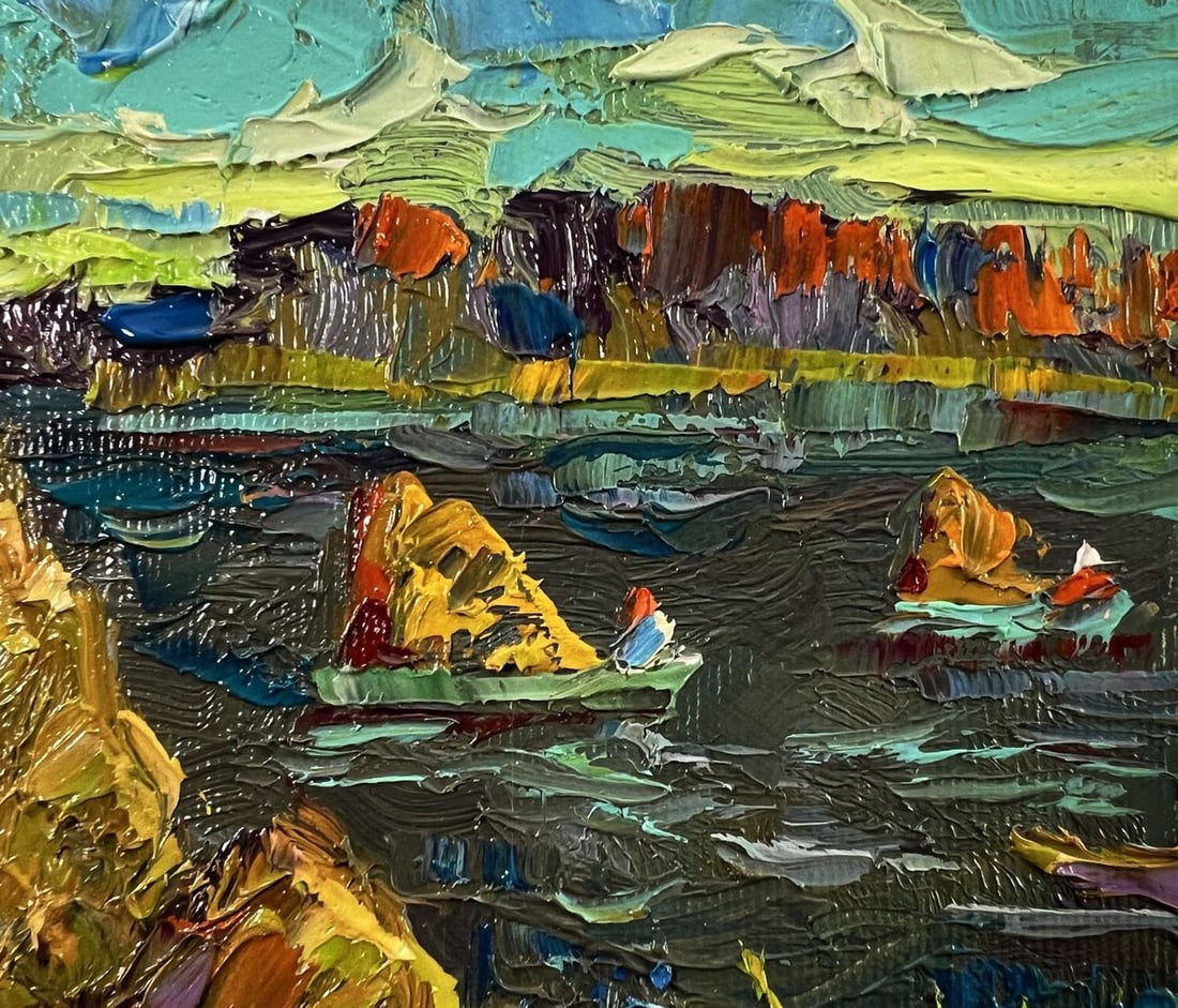 Oil painting Transporting hay across the river Oksana Ivanyuk - 4