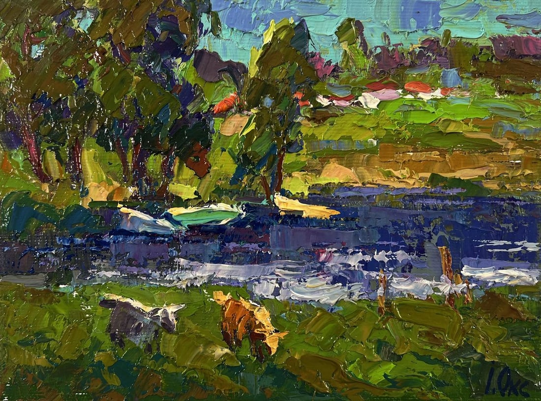 Oil painting Near the river Oksana Ivanyuk - 3