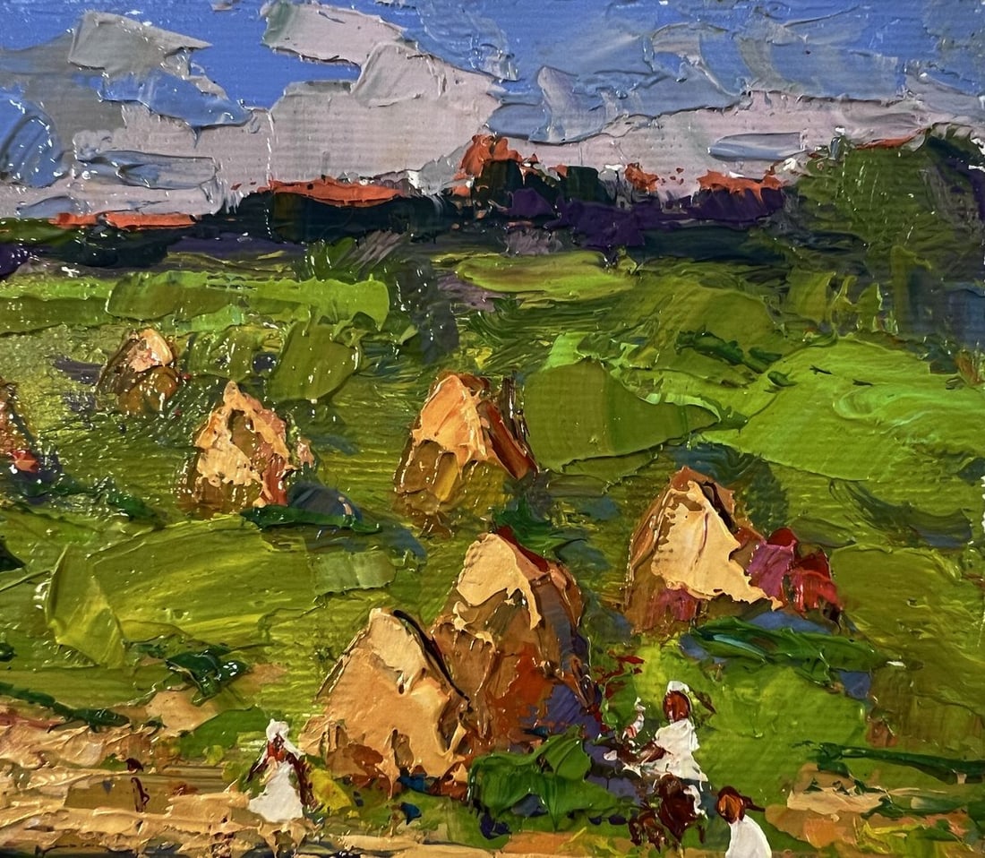 Oil painting Haystacks by the river Oksana Ivanyuk - 4