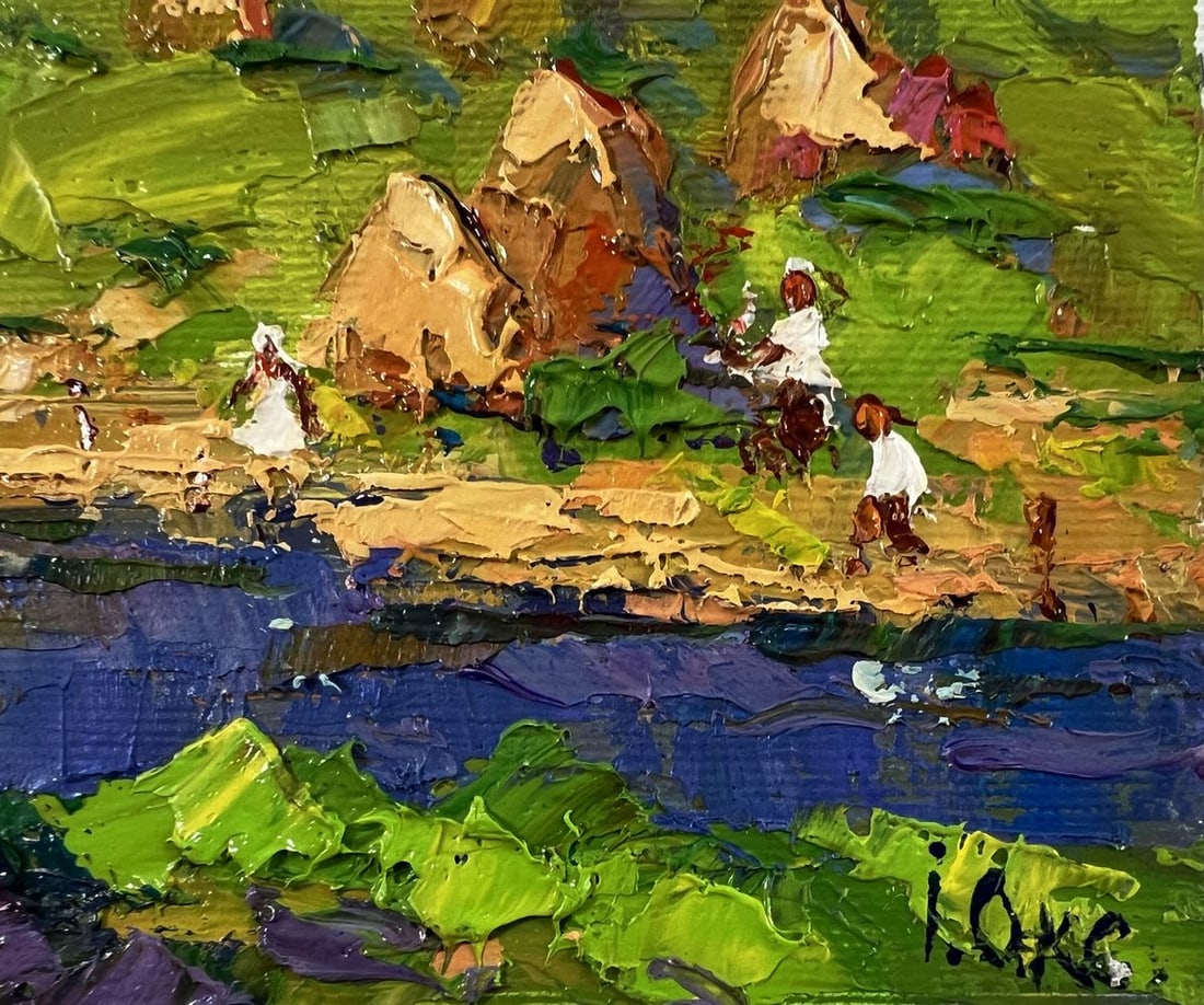Oil painting Haystacks by the river Oksana Ivanyuk - 5