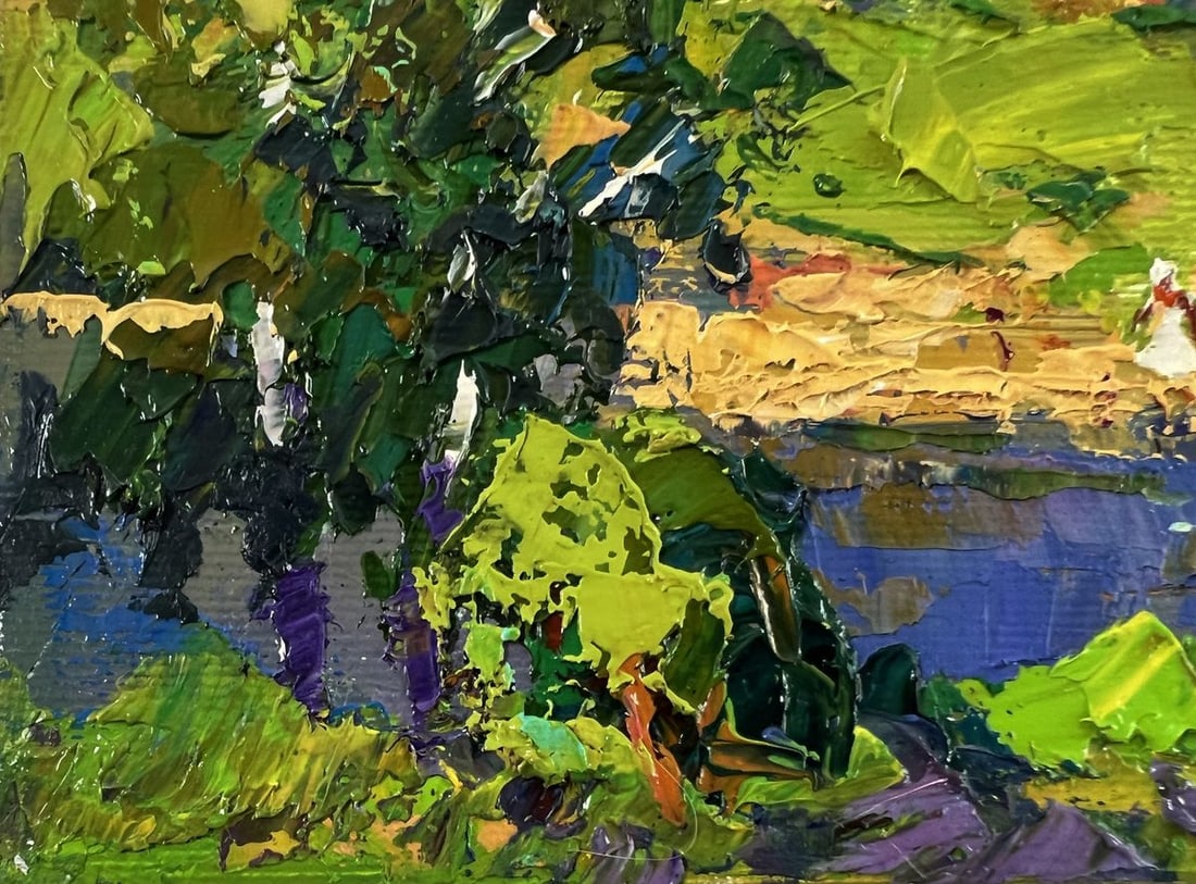 Oil painting Haystacks by the river Oksana Ivanyuk - 6