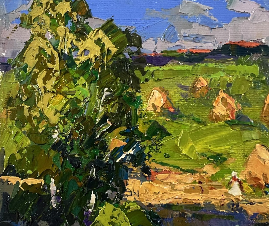 Oil painting Haystacks by the river Oksana Ivanyuk - 7