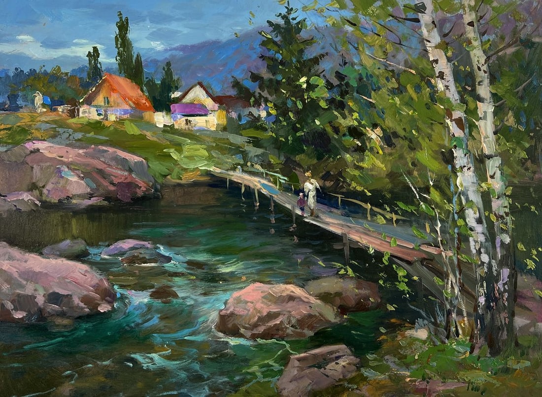 Oil painting Bridge over the river Yuriy Suprunchuk - 3