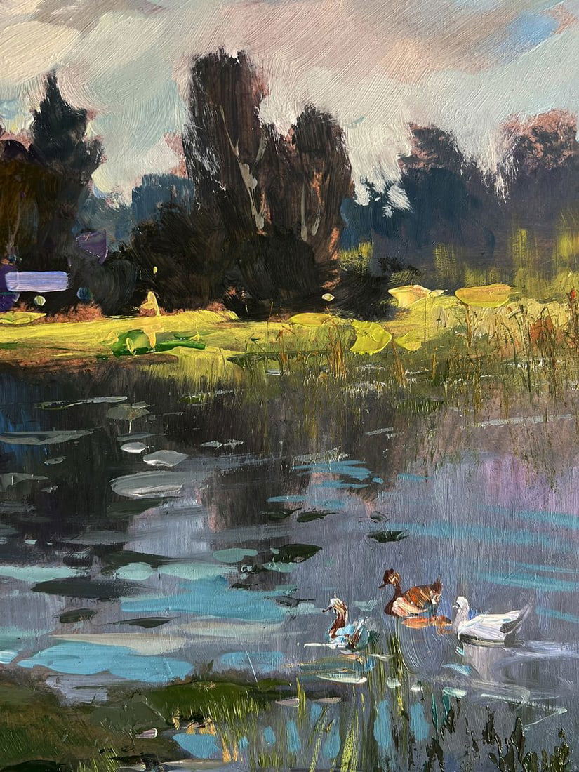 Oil painting Rural grey river Yuriy Suprunchuk - 8