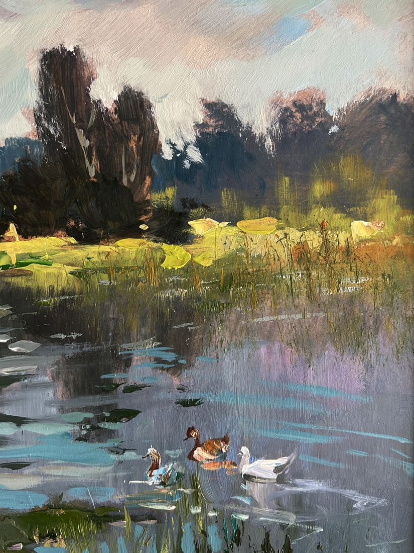 Oil painting Rural grey river Yuriy Suprunchuk - 9