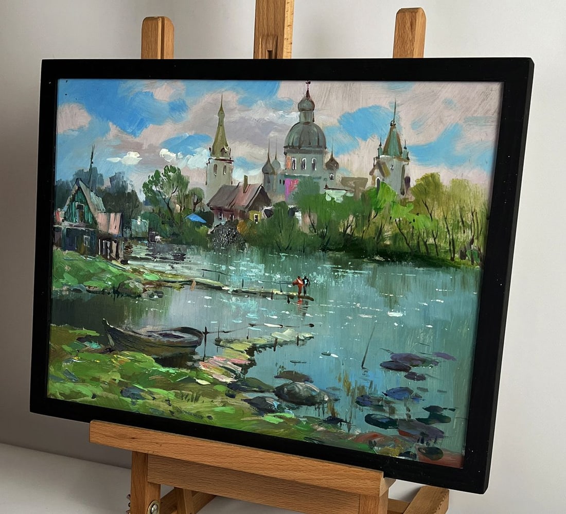 Oil painting River near the church Yuriy Suprunchuk - 2