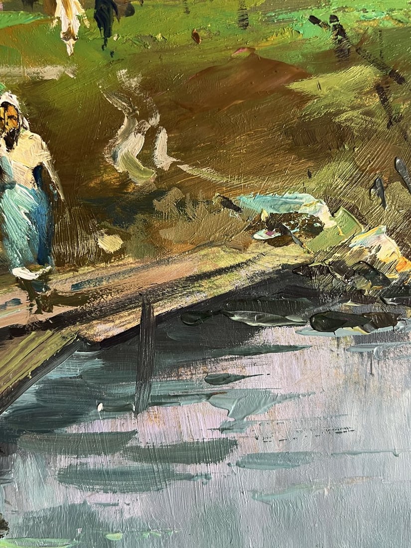 Oil painting A village river with two boats Yuriy Suprunchuk - 10