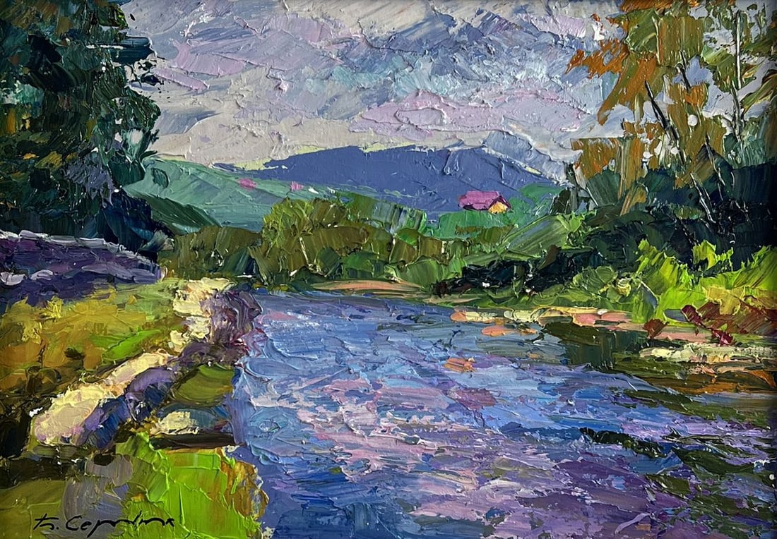 Oil painting A mountain river flows Boris Serdyuk - 3