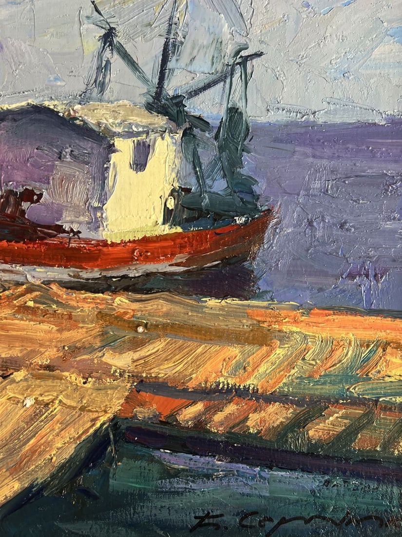 Oil painting Departure by river ferry Boris Serdyuk - 10