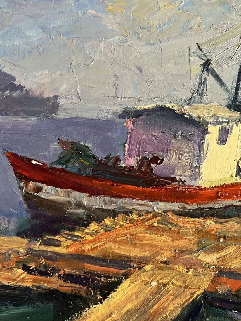 Oil painting Departure by river ferry Boris Serdyuk - 8