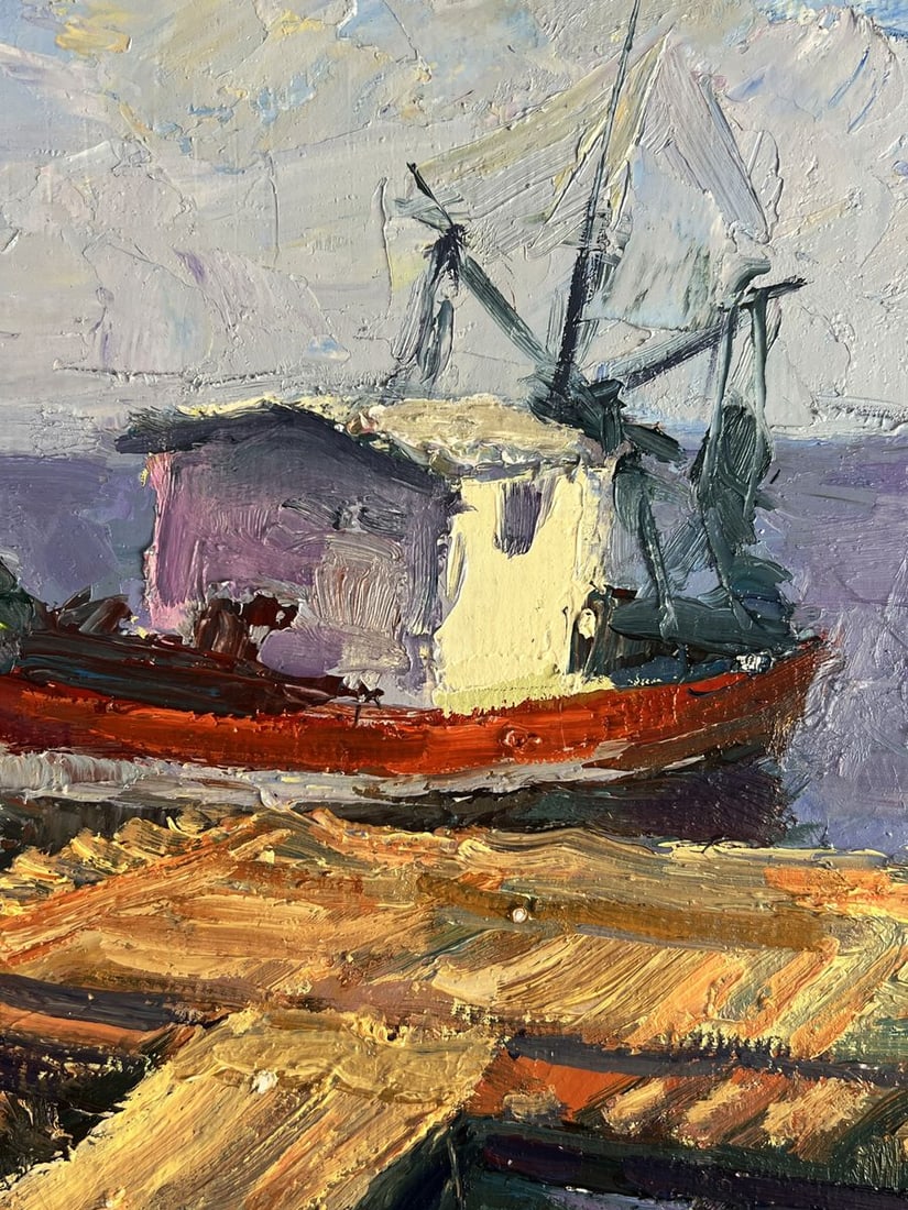 Oil painting Departure by river ferry Boris Serdyuk - 9