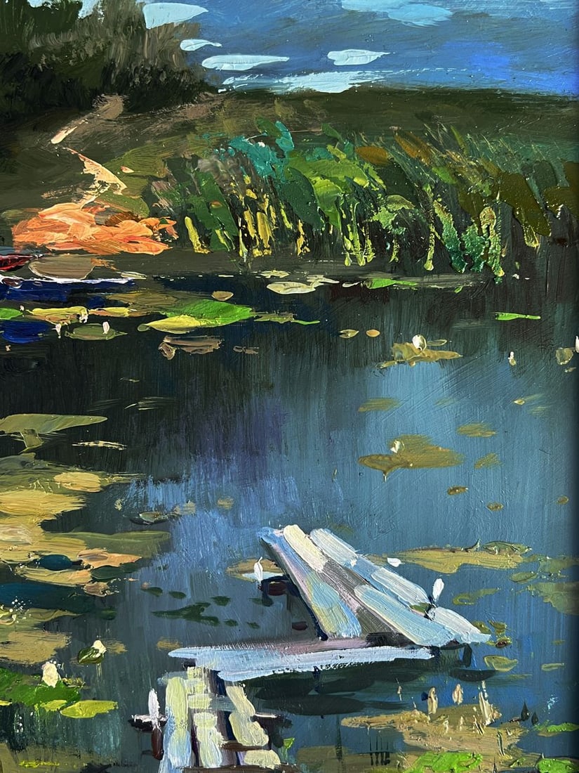 Oil painting Boats on the river bank Yuriy Suprunchuk - 5