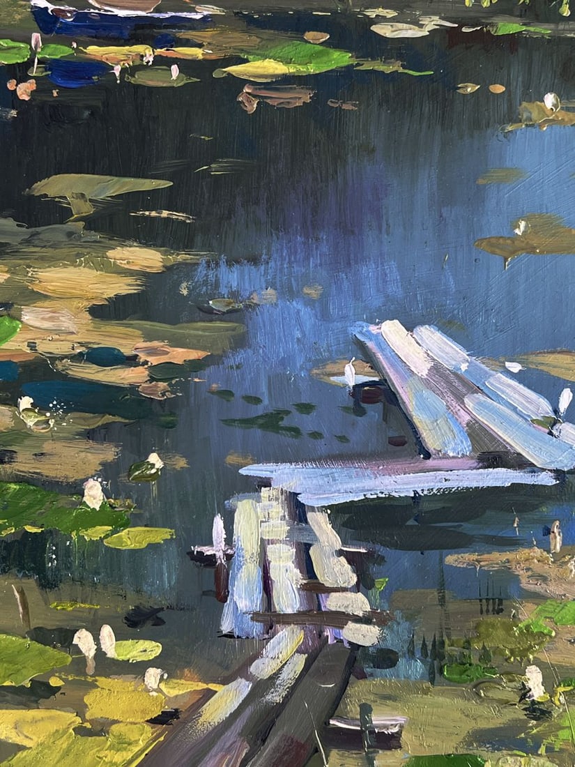 Oil painting Boats on the river bank Yuriy Suprunchuk - 6