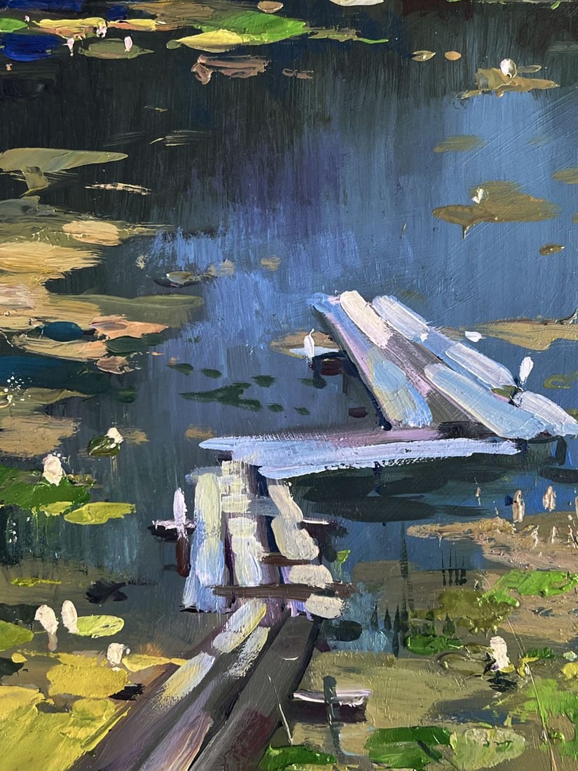 Oil painting Boats on the river bank Yuriy Suprunchuk - 7