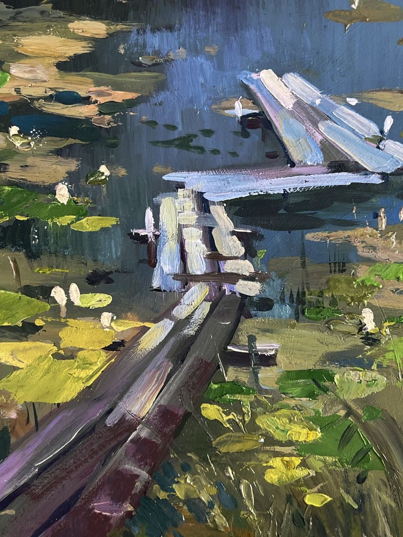 Oil painting Boats on the river bank Yuriy Suprunchuk - 8