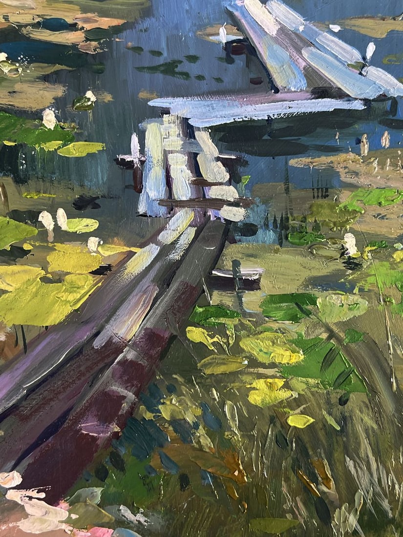 Oil painting Boats on the river bank Yuriy Suprunchuk - 9
