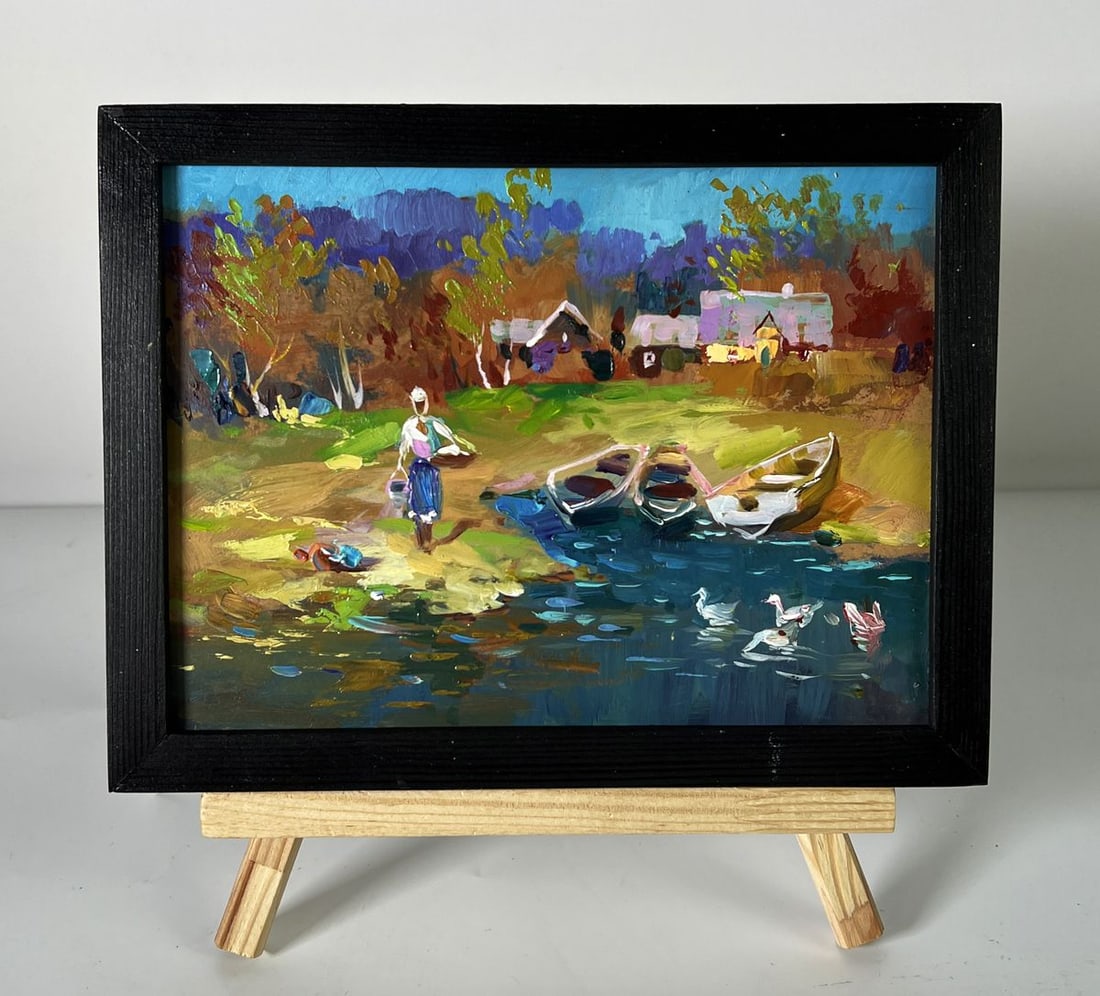Oil painting Geese are swimming near the river Yuriy Suprunchuk: Title: Oil painting Geese are swimming near the river Yuriy Suprunchuk Description: NoAAA6145 *** ABOUT THIS PAINTING *** * TITLE: "Geese are swimming near the river" * ARTISTS: Yuriy Suprunchuk * SIZ