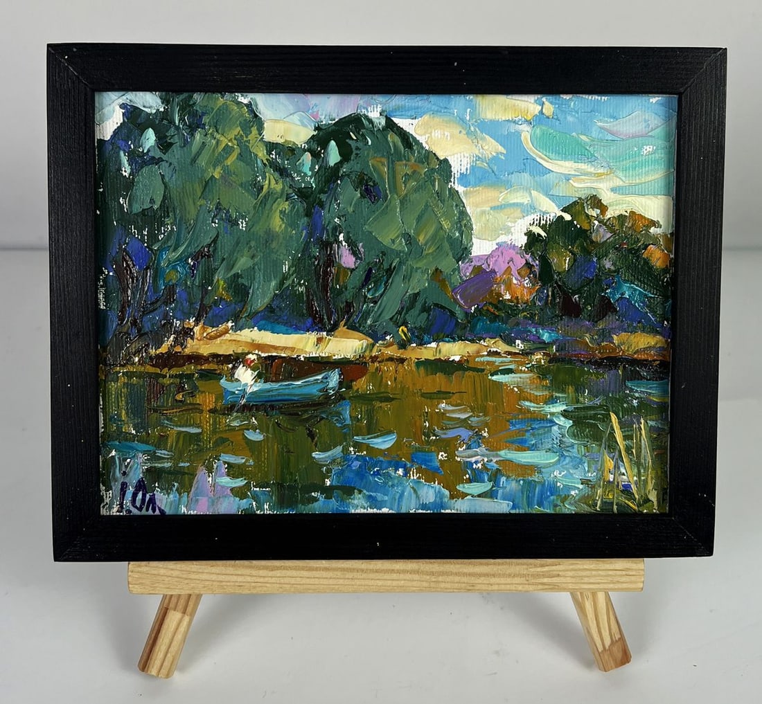 Oil painting On a boat by a quiet river Oleksiy Ivanyuk: Title: Oil painting On a boat by a quiet river Oleksiy Ivanyuk Description: NoAAA6177 *** ABOUT THIS PAINTING *** * TITLE: "On a boat by a quiet river" * ARTISTS: Oleksiy Ivanyuk * SIZE: 15x20 cm/5.90