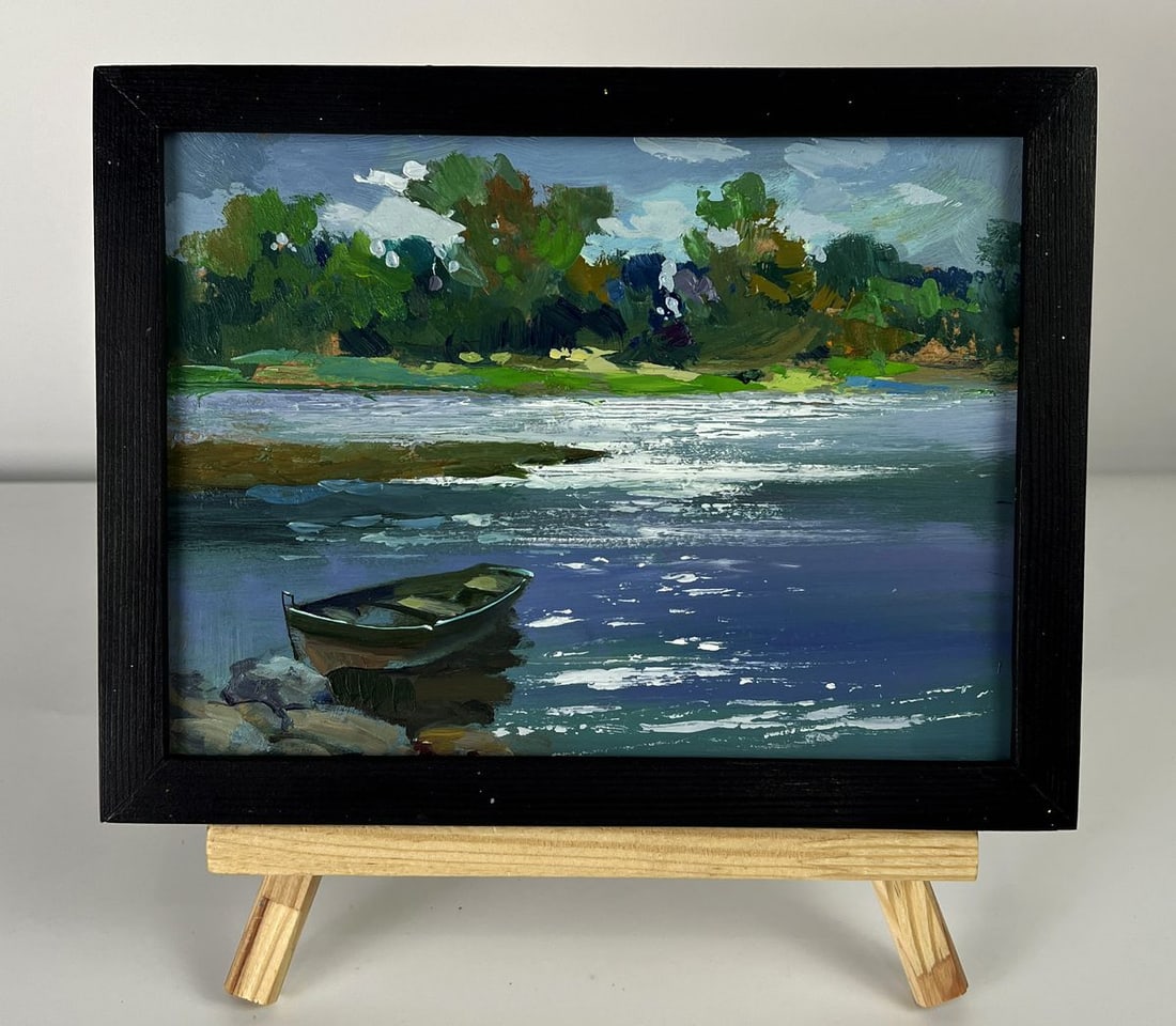 Oil painting Boat on the River Yuriy Suprunchuk (1 of 12)