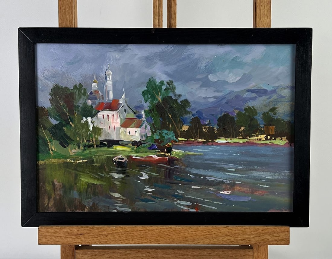 Oil painting Monastery near the river Yuriy Suprunchuk: Title: Oil painting Monastery near the river Yuriy Suprunchuk Description: NoAAA6240 *** ABOUT THIS PAINTING *** * TITLE: "Monastery near the river" * ARTISTS: Yuriy Suprunchuk * SIZE: 20x30 cm/7.87x1