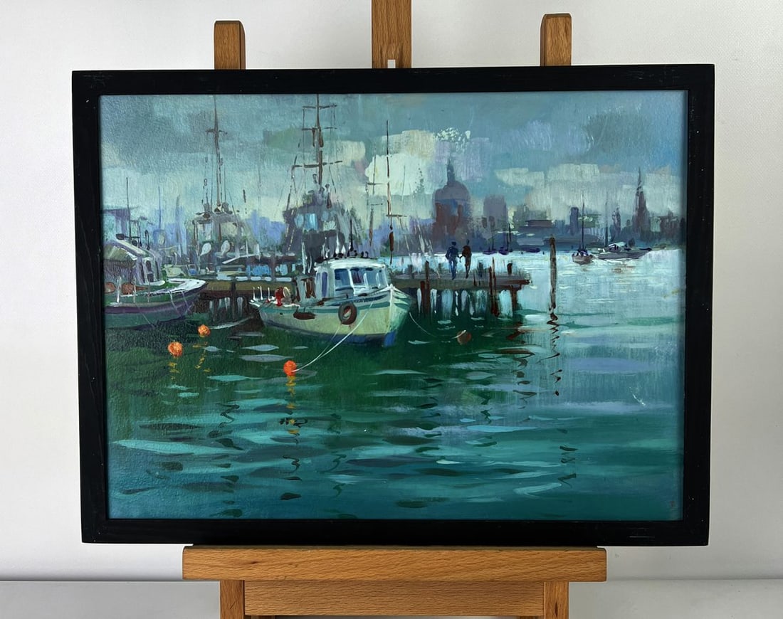 Oil painting Boats at the Pier Yuriy Suprunchuk (1 of 11)