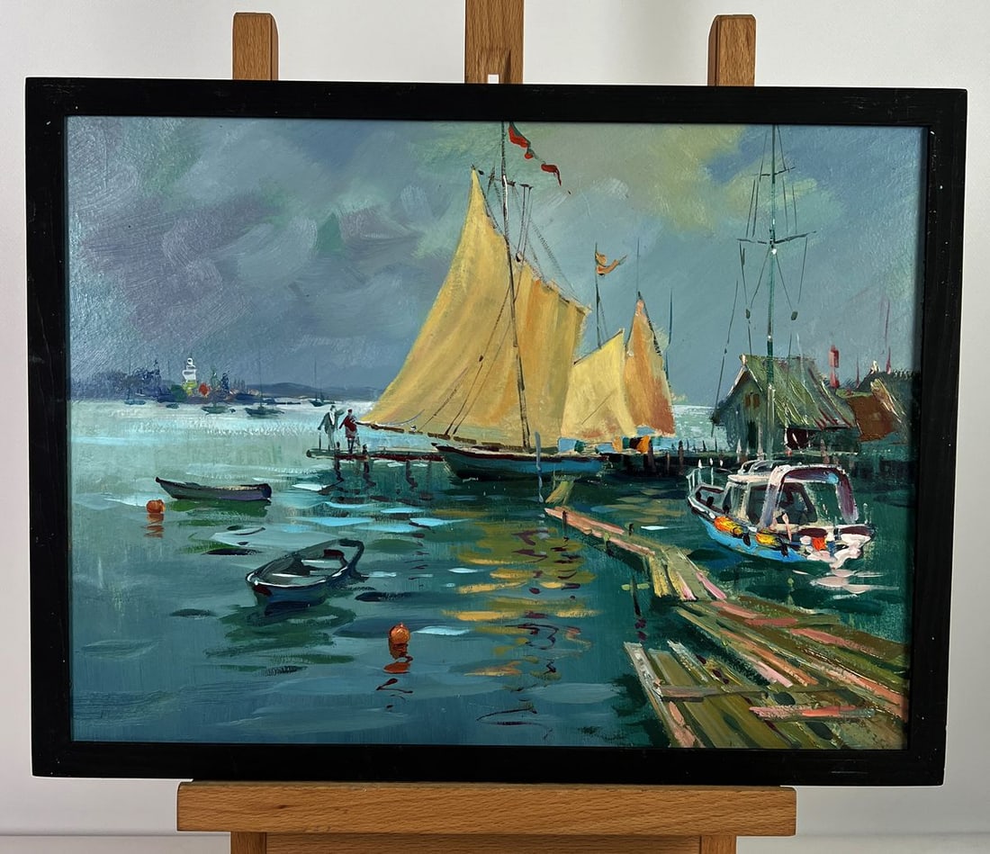 Oil painting A quiet evening boat port Yuriy Suprunchuk (1 of 11)