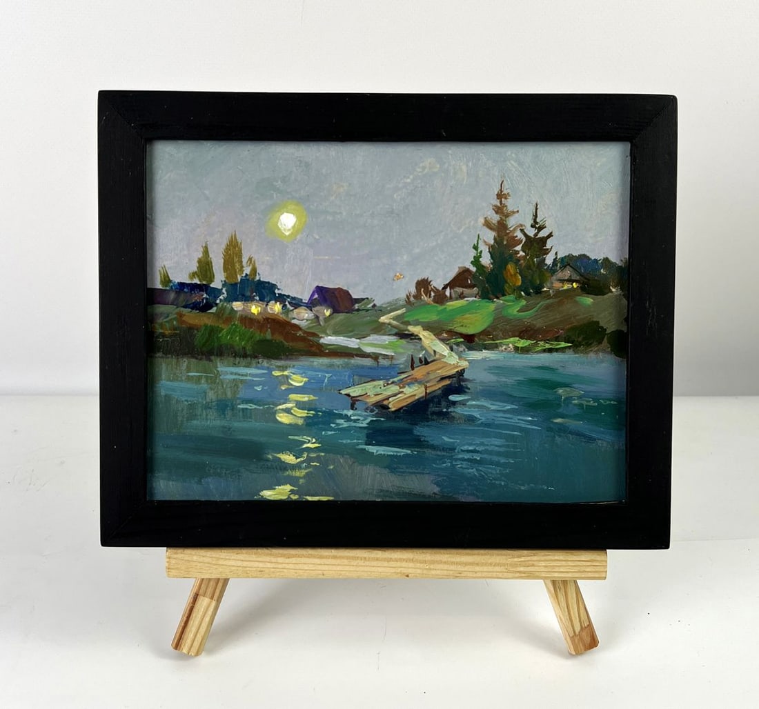 Oil painting Reflection of the moon in the river Yuriy Suprunchuk (1 of 11)
