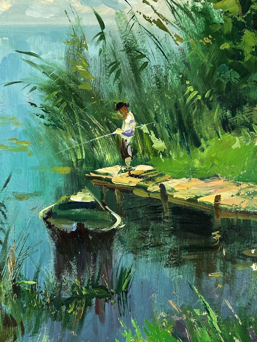 Oil painting River Fishing on a Boat Yuriy Suprunchuk - 8