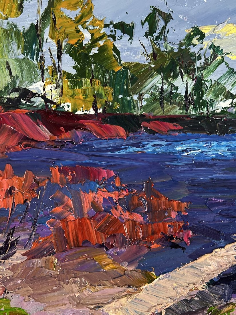 Oil painting Wooden bridge on the river Boris Serdyuk - 4