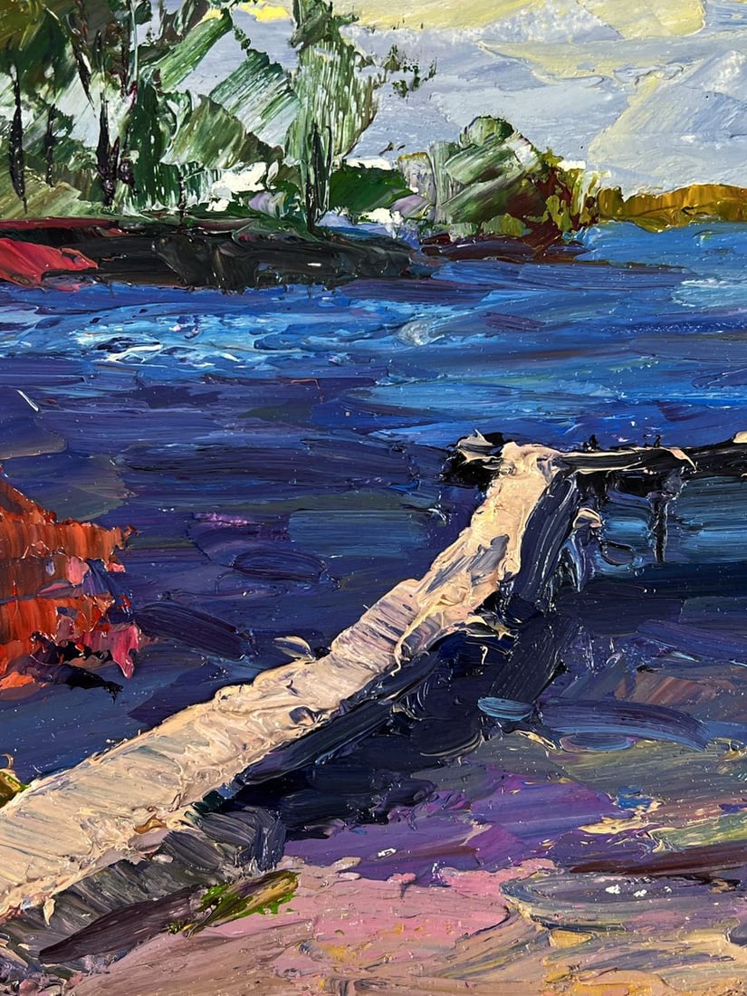 Oil painting Wooden bridge on the river Boris Serdyuk - 7