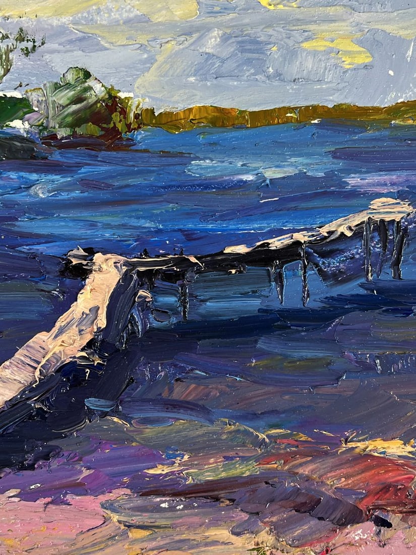 Oil painting Wooden bridge on the river Boris Serdyuk - 9