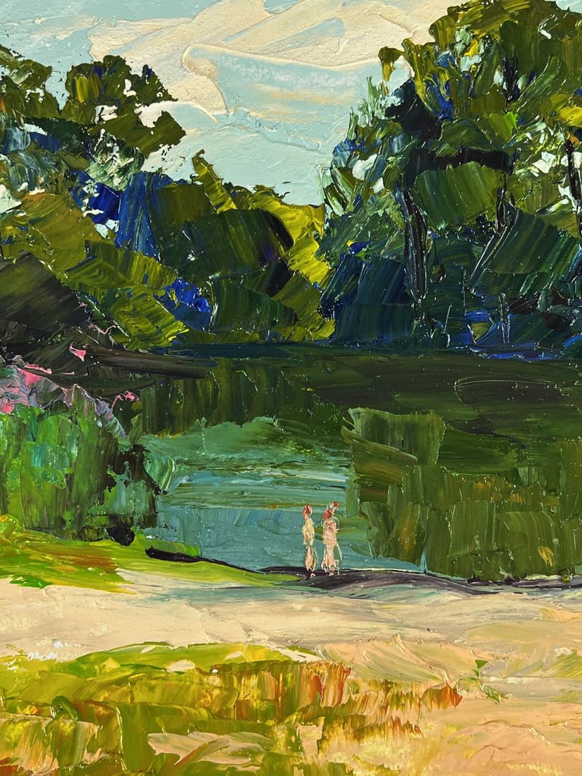 Oil painting Summer vacation by the river Boris Serdyuk - 5