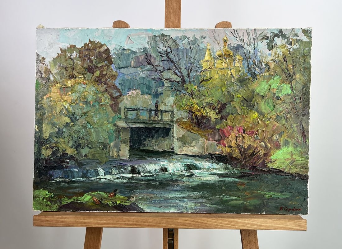 Oil painting Morning embroidered with rays Boris Serdyuk: Title: Oil painting Morning embroidered with rays Boris Serdyuk Description: NoAAA5163The oil painting on Canvas titled "Morning Embroidered with Rays" captures a moment of serene beauty where