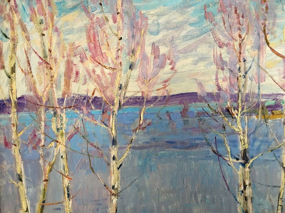 Oil painting Birch trees near the shore Glushchenko Nikolay Petrovich - 2