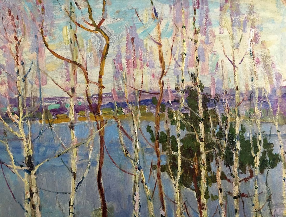 Oil painting Birch trees near the shore Glushchenko Nikolay Petrovich - 6