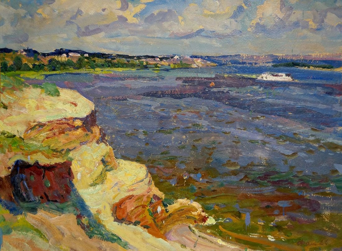 Oil painting Dnieper Fomin Anatoly Nikiforovich: Title: Oil painting Dnieper Fomin Anatoly Nikiforovich Description: NoVerns 214 *** ABOUT THIS PAINTING *** * TITLE: "Dnieper" * ARTISTS: Fomin Anatoly Nikiforovich * SIZE: 45x60 cm/'17.71x23.62 inche