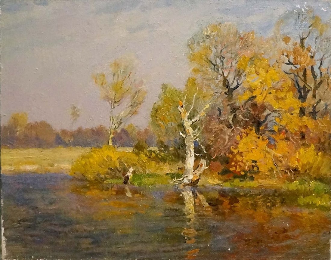 Oil painting Indian summer Mynka Alexander Fedorovich: Title: Oil painting Indian summer Mynka Alexander Fedorovich Description: NoVern 535 *** ABOUT THIS PAINTING *** * TITLE: "Indian summer" * ARTISTS: Mynka Alexander Fedorovich * SIZE: 40x50