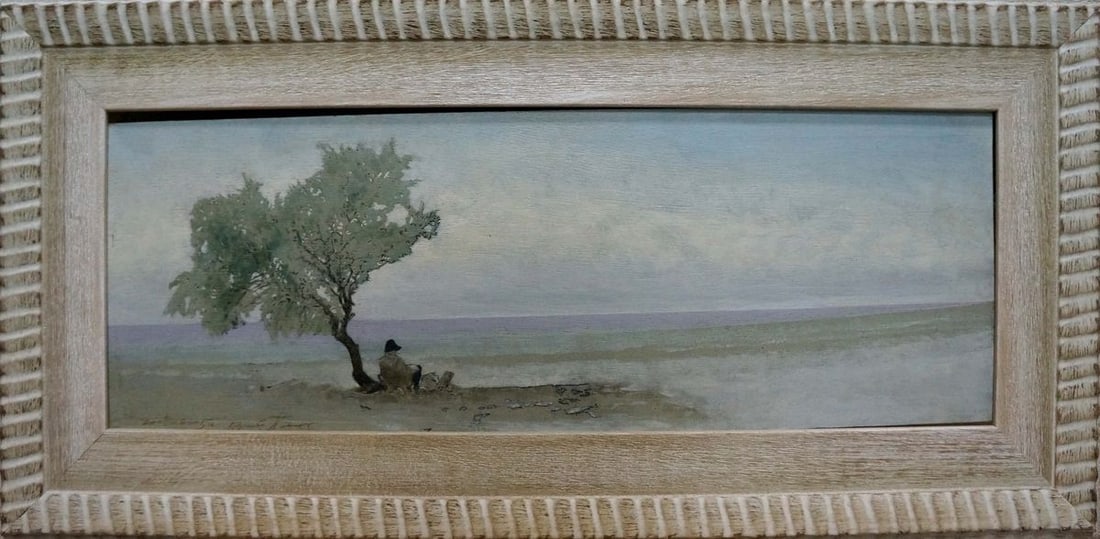 Painting Lonely man Yuri Anatolievich Pliss: Title: Painting Lonely man Yuri Anatolievich Pliss Description: NoVern 1494 *** ABOUT THIS PAINTING *** * TITLE: "Lonely man" * ARTISTS: Yuri Anatolievich Pliss * SIZE: 21x58 cm/'8.26x22.83