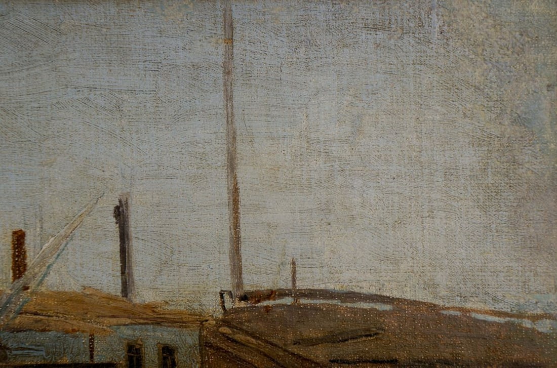 Oil painting Ship docked - 4